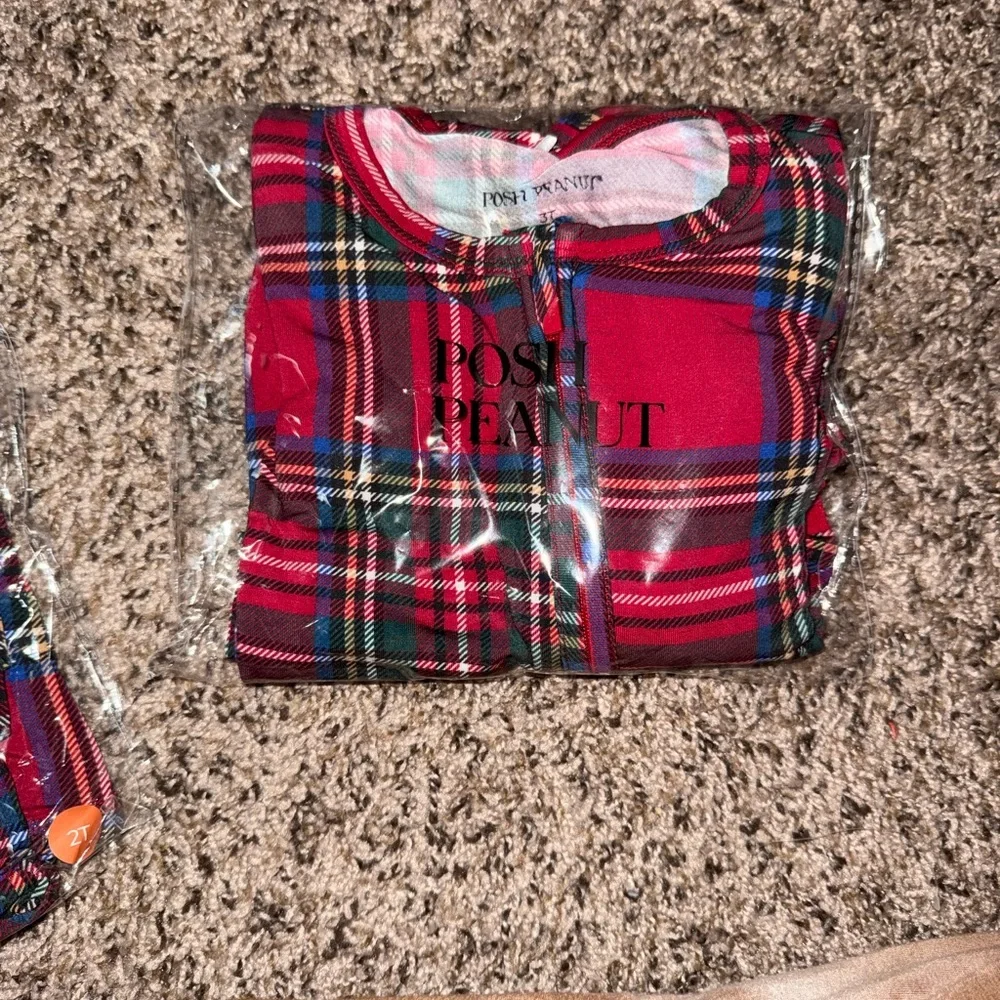 Posh Peanut Christmas Plaid Zip Romper - Picture 2 of 2